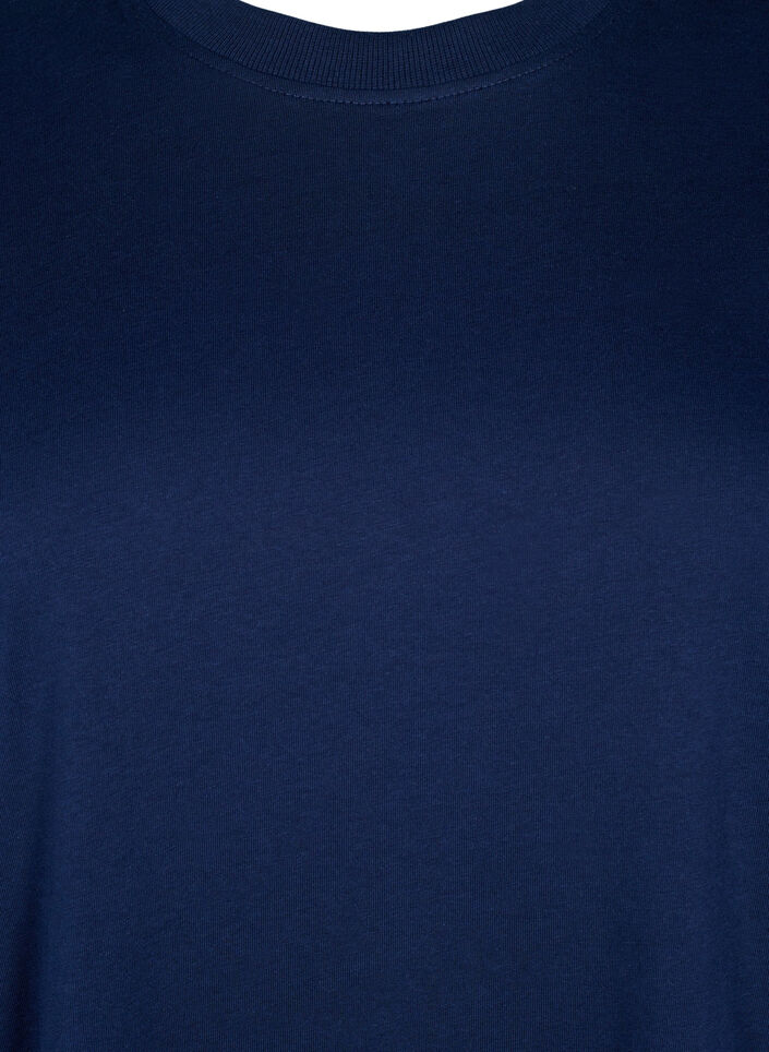 T-shirt basique en coton &agrave; col rond, Bleu, Packshot image number 2