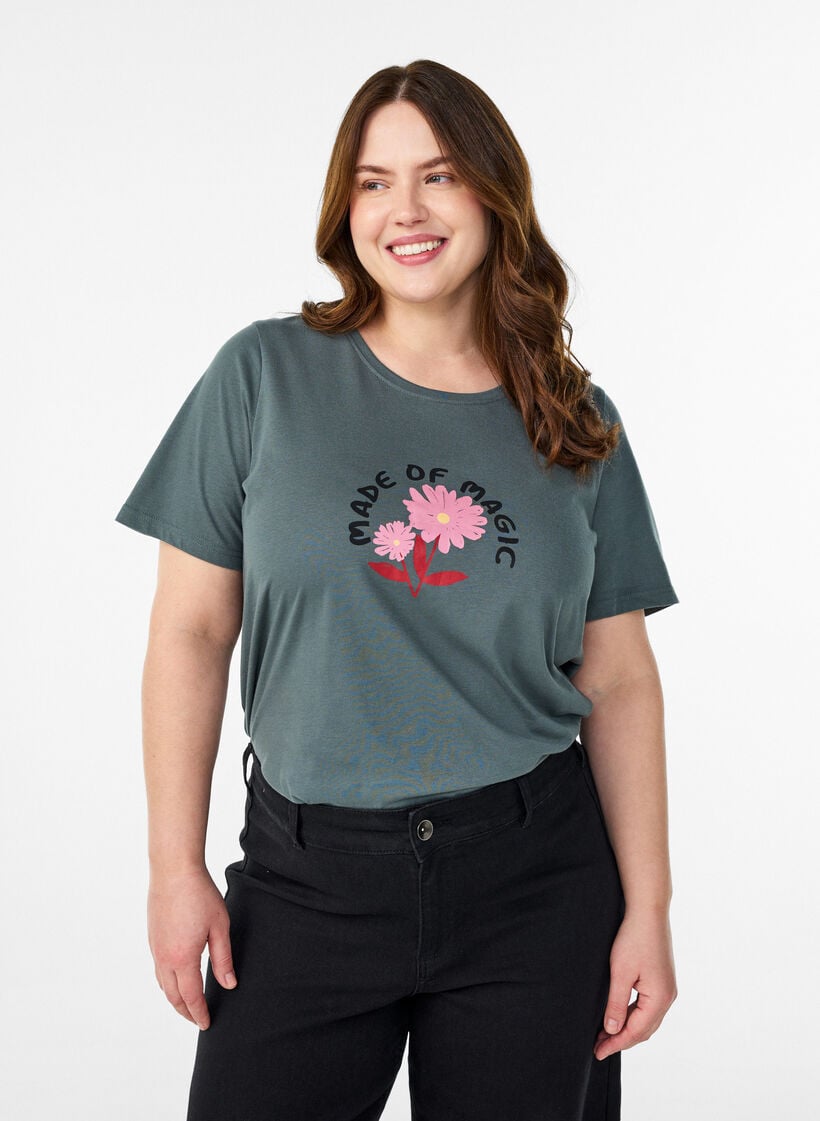T-shirt imprim&eacute;, Vert, Model image number 0