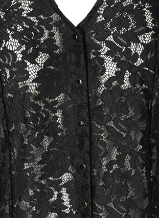 Kanten blouse met lange pofmouwen, Black, Packshot image number 2