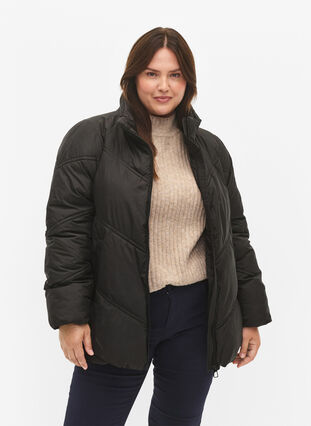 Veste d'hiver courte avec poches, Black, Model image number 0