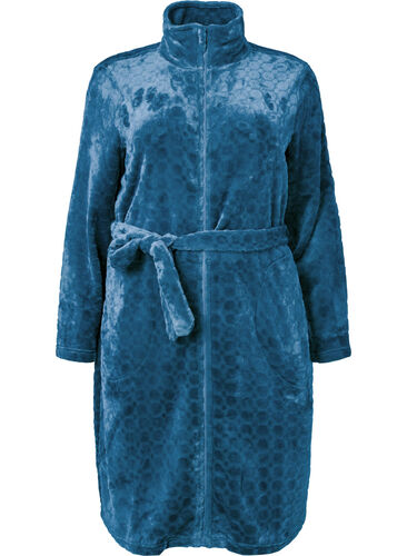 Robe de chambre à motifs avec fermeture éclair et poches, Blue Coral, Packshot image number 0