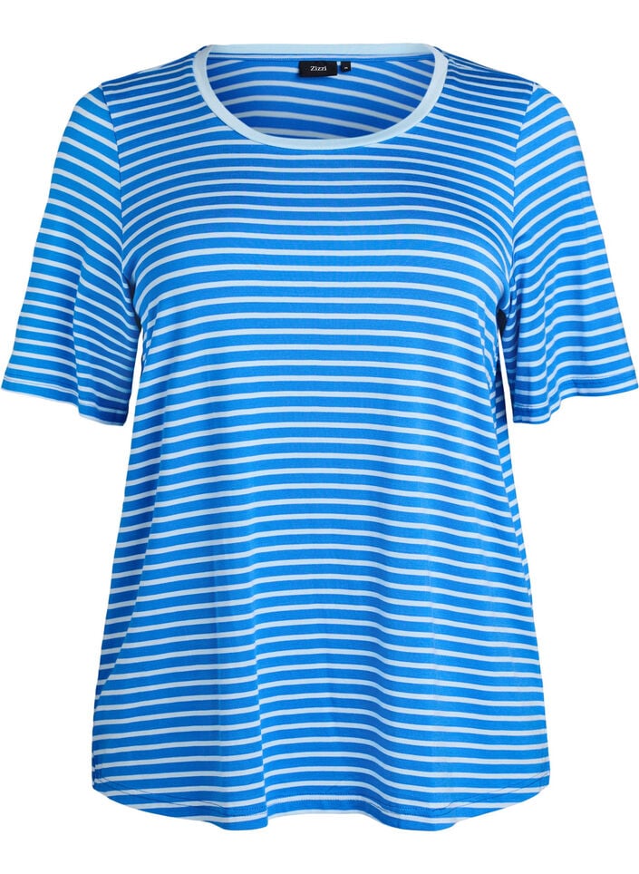 T-shirt en TENCEL&trade; Lyocell &agrave; rayures, Bleu, Packshot image number 0
