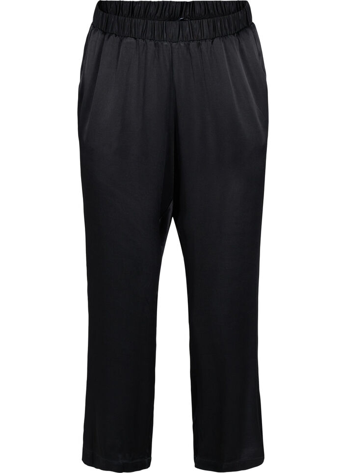 Pantalon ample avec poches et bord élastiqué, Black, Packshot image number 0