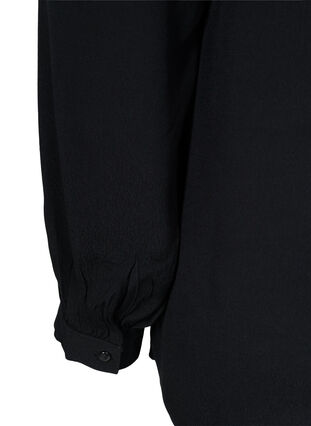 Chemise en viscose à manches longues avec détails de volants, Black, Packshot image number 3