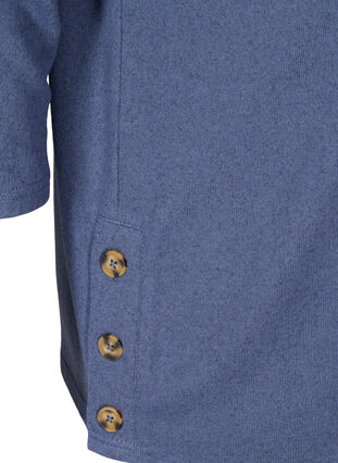 Blouse à manches 3/4 et boutons, Crown Blue Melange, Packshot image number 3