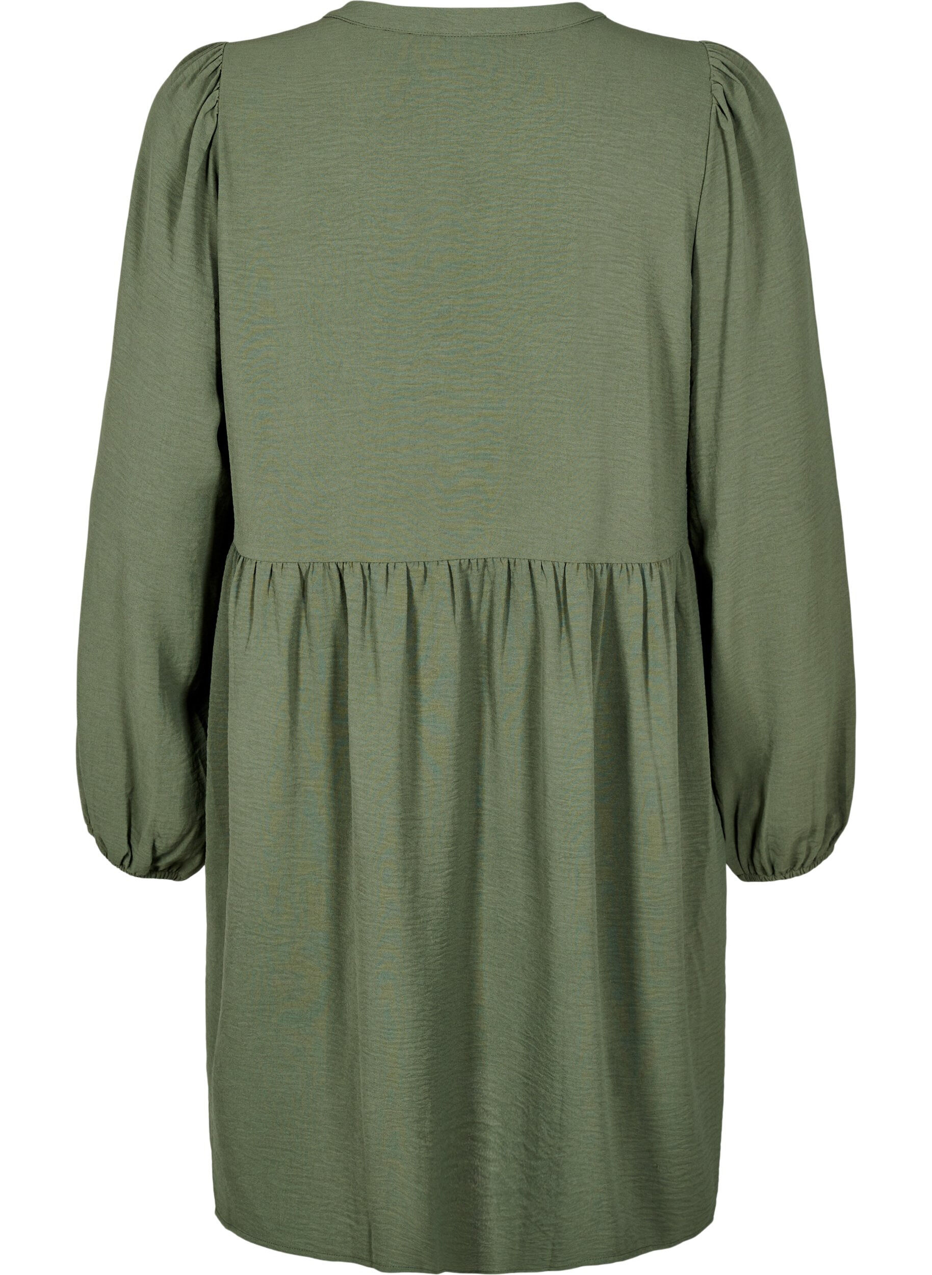 Zizzi FLASH - Robe courte avec des plis et des manches longues, Vert, Packshot image number 1