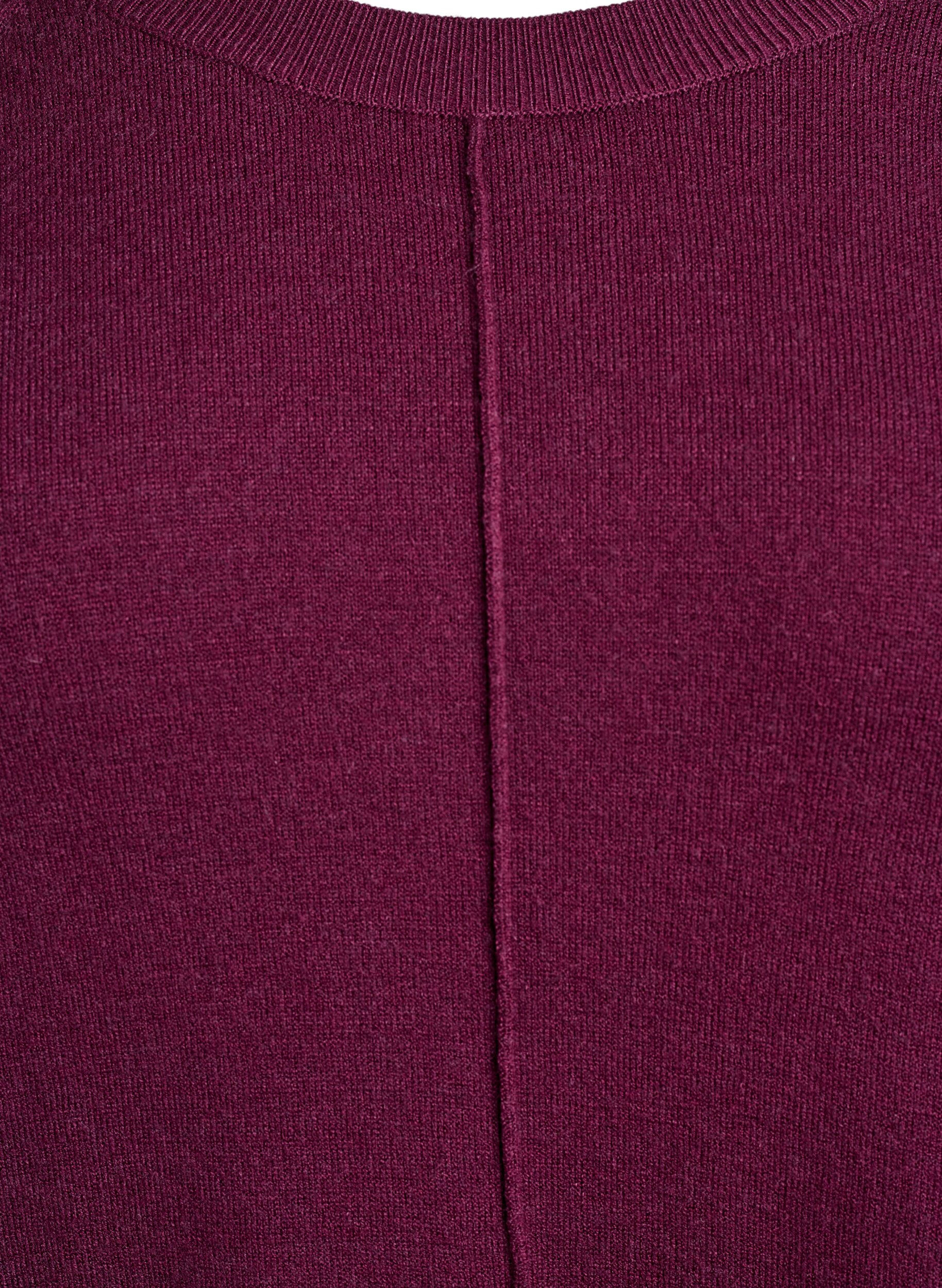 ZizziKorte gebreide jurk met raglanmouwen en een middennaad, Rood, Packshot image number 2