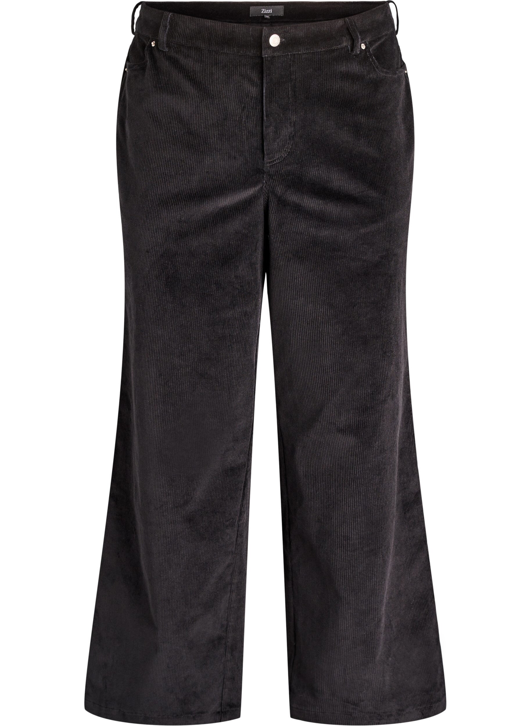 Hoog getailleerde ribcord broek met wijde pijpen