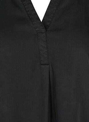 Robe à manches courtes avec col en V, Black, Packshot image number 2