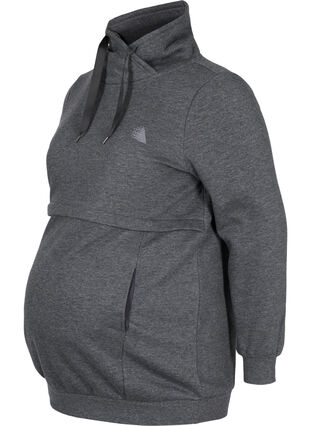 Pull de grossesse avec fonction allaitement, Dark Grey Melange, Packshot image number 0