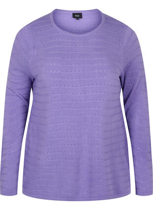 Pull en tricot avec col rond, Paisley Purple, Packshot image number 0