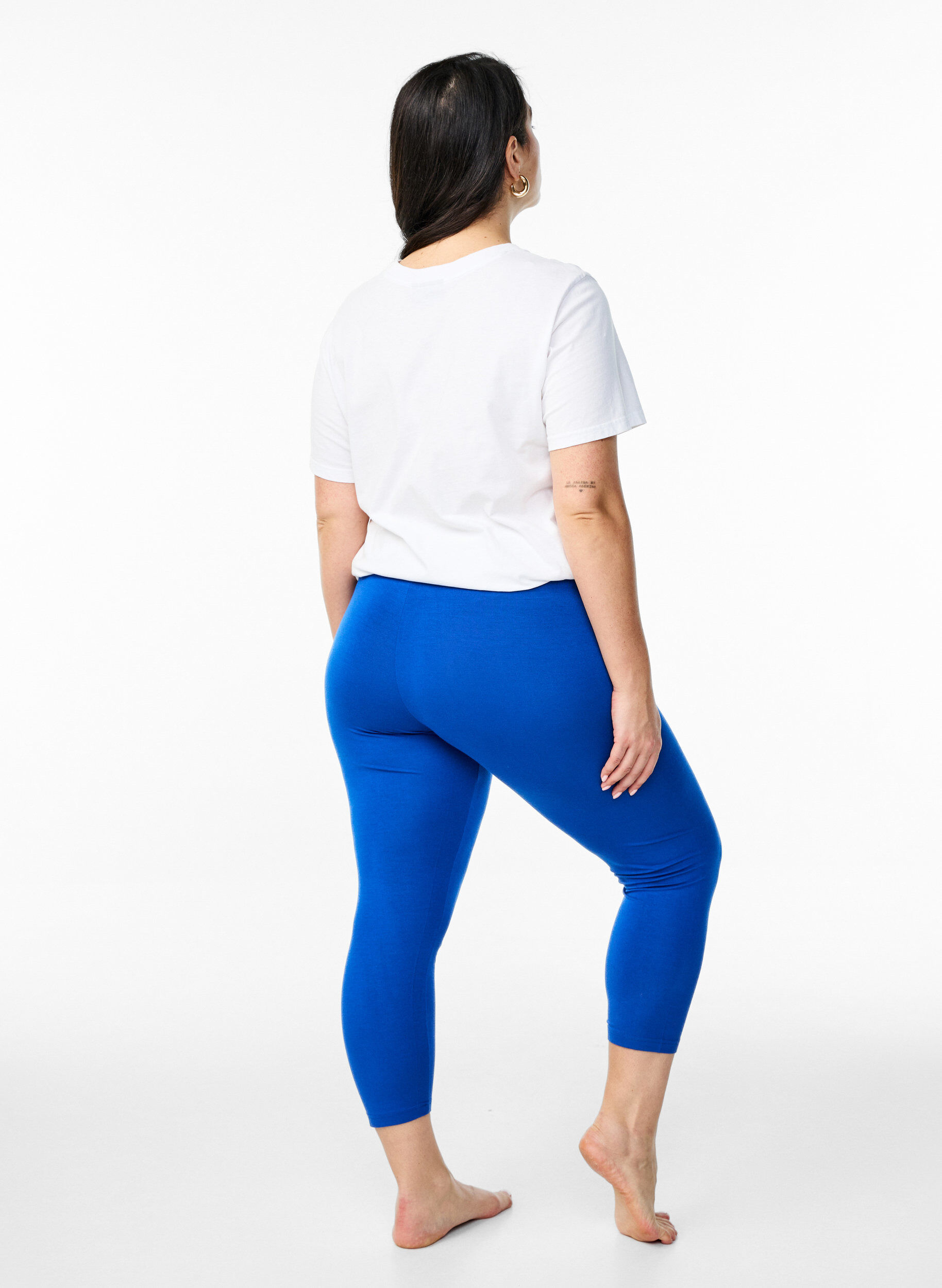 Zizzi Leggings basiques longueur 3/4 en viscose, Bleu, Model image number 2