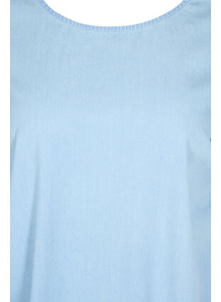 Denim jurk in katoen met korte mouwen, Light blue denim, Packshot image number 2