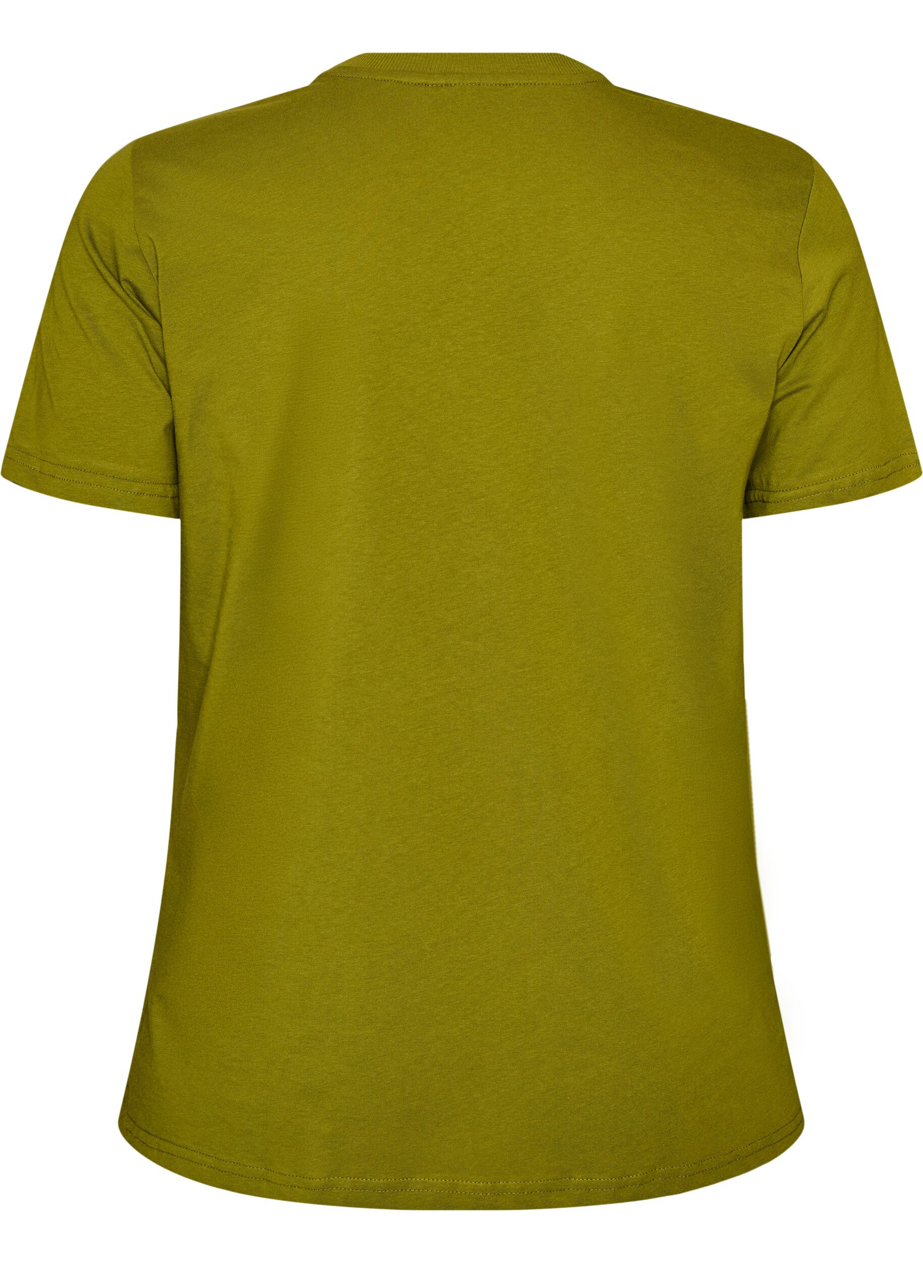 ZizziBasic katoenen T-shirt met ronde hals, Groen, Packshot image number 1