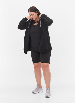Workout sweater met rits en capuchon, Black, Model image number 2