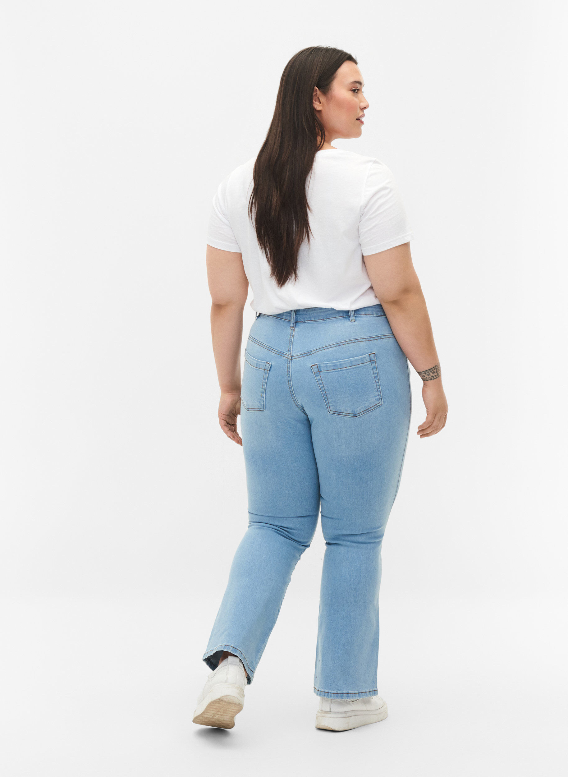 ZizziEllen bootcut jeans met hoge taille, Blauw, Model image number 1