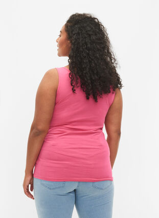 Top basique de couleur unie en coton, Hot Pink, Model image number 1