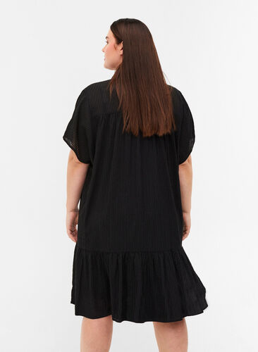 Robe rayée en coton mélangé, Black, Model image number 1