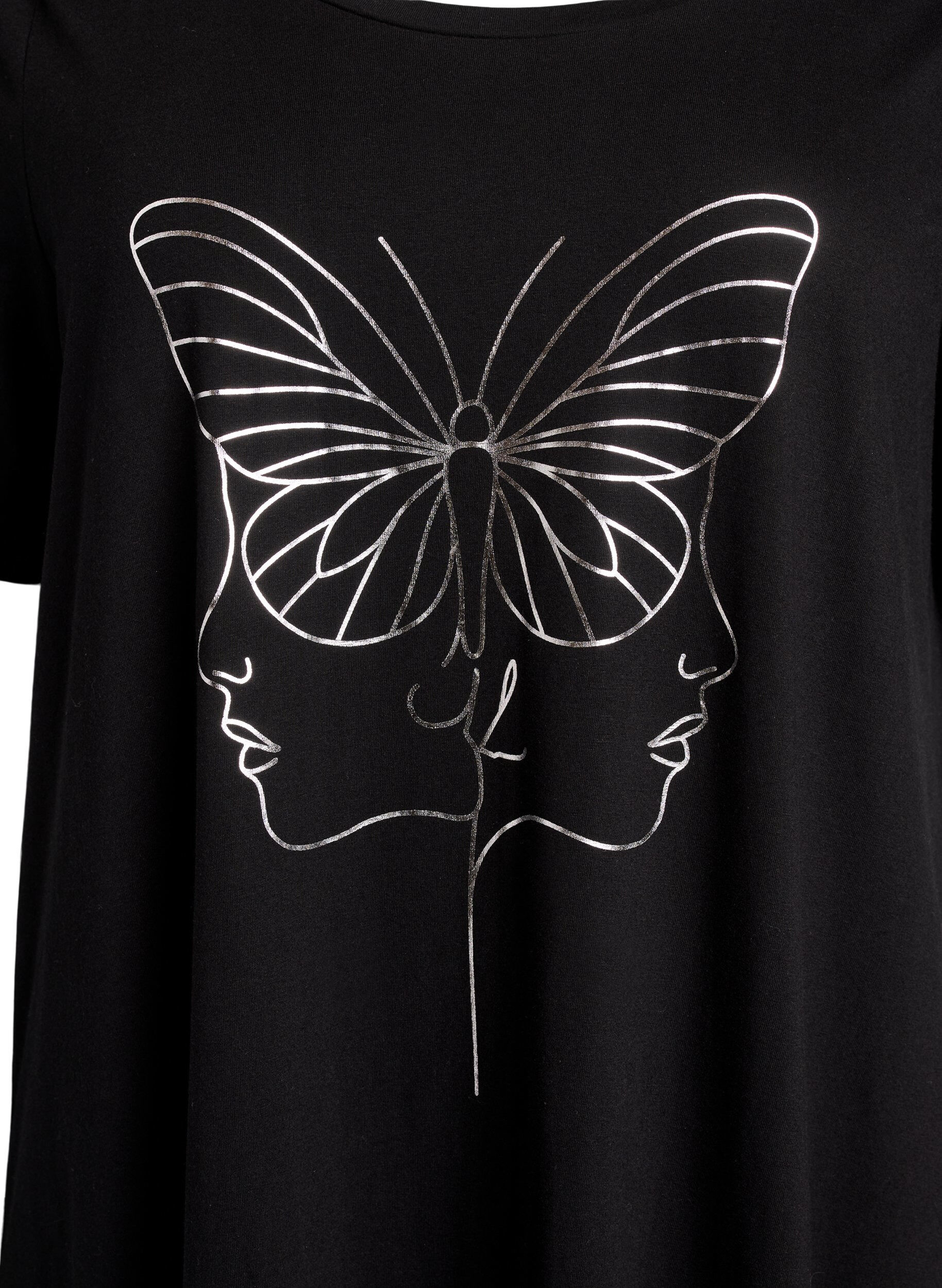 ZizziChemise de nuit midi en coton biologique, Noir, Packshot image number 2