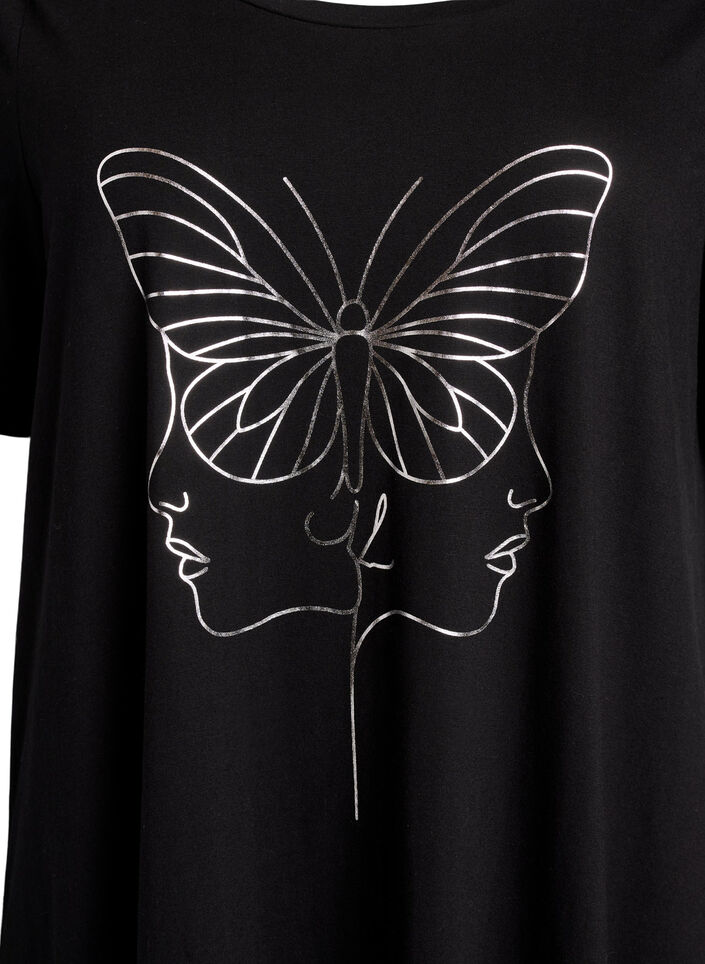 Chemise de nuit midi en coton biologique, Noir, Packshot image number 2