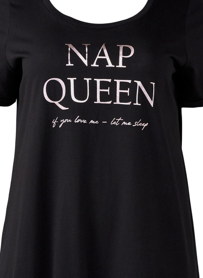 Chemise de nuit &agrave; manches courtes en coton biologique, Noir, Packshot image number 2