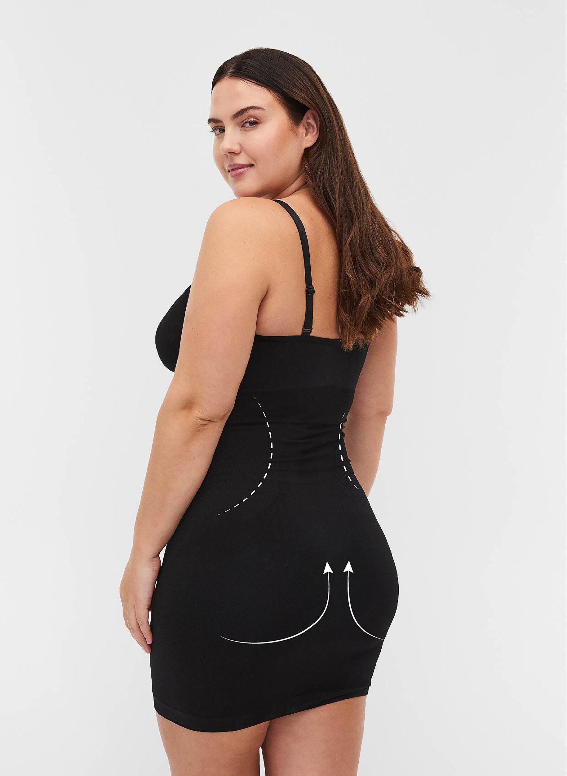 ZizziShapewear jurk met dunne bandjes, Zwart, Model image number 1