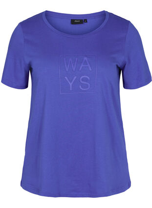 T-shirt en coton à manches courtes avec imprimé, Dazzling Blue WAYS, Packshot image number 0