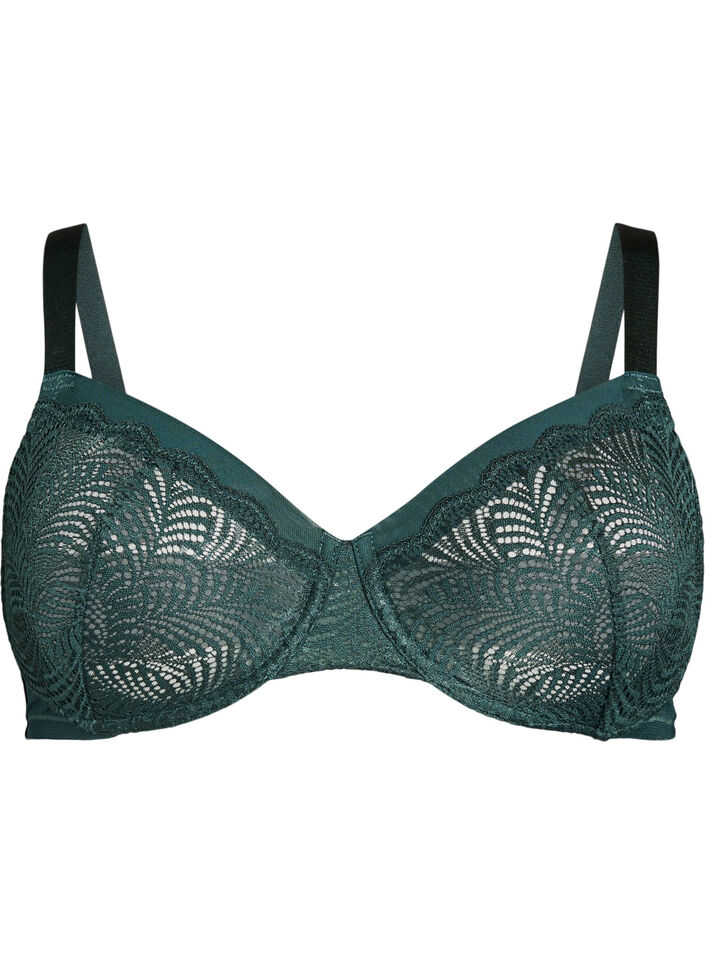Volledig dekkende beha met beugel en kant, Groen, Packshot image number 0