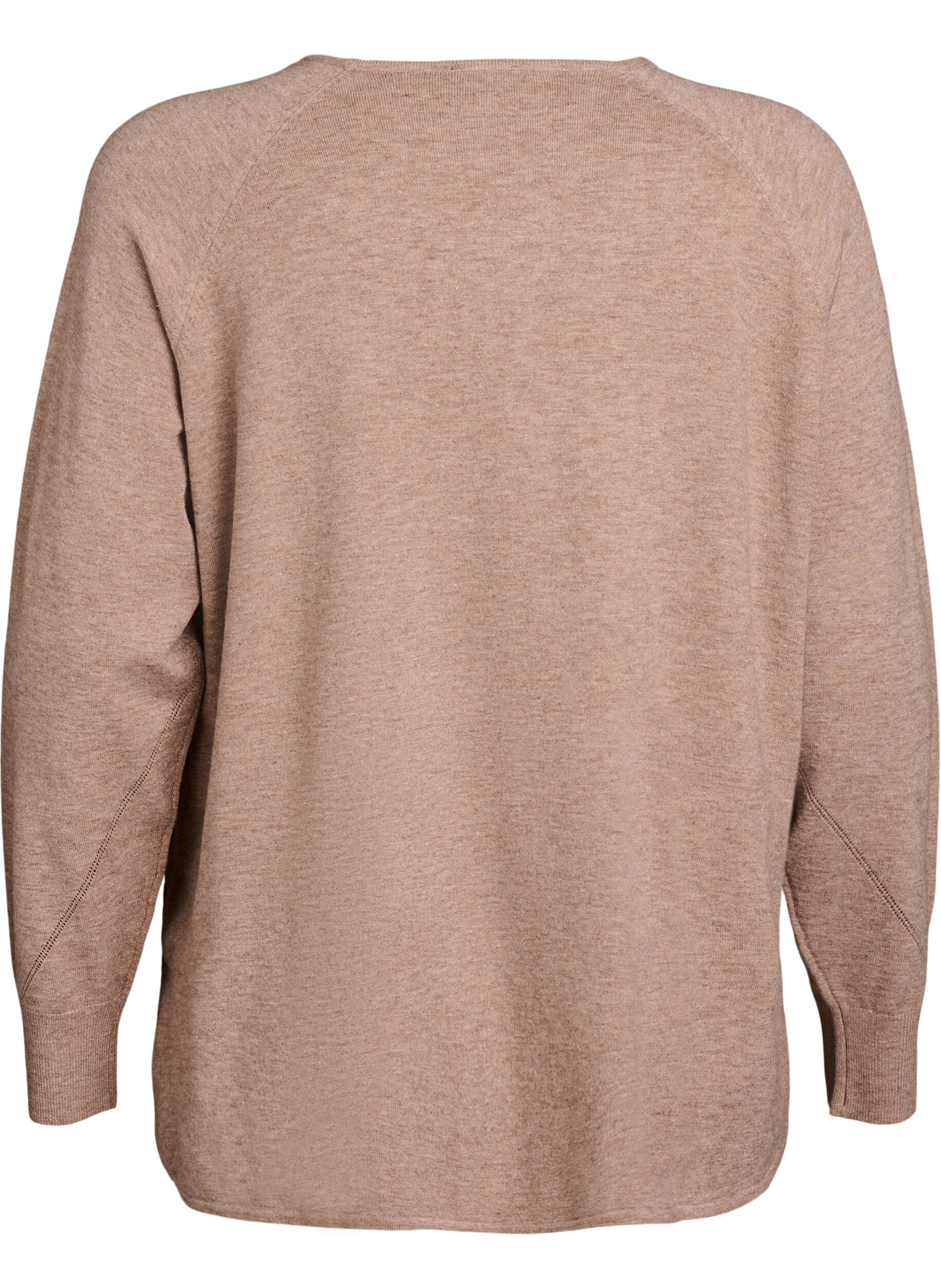 Zizzi Chemisier en tricot avec col rond et motif tricot, Marron, Packshot image number 1