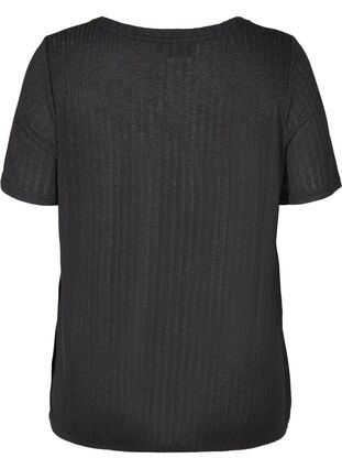 T-shirt met elastiek in de onderkant, Black, Packshot image number 1