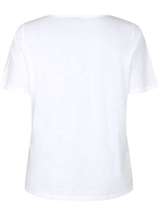 T-shirt en coton avec ruban en dentelle, Bright White, Packshot image number 1