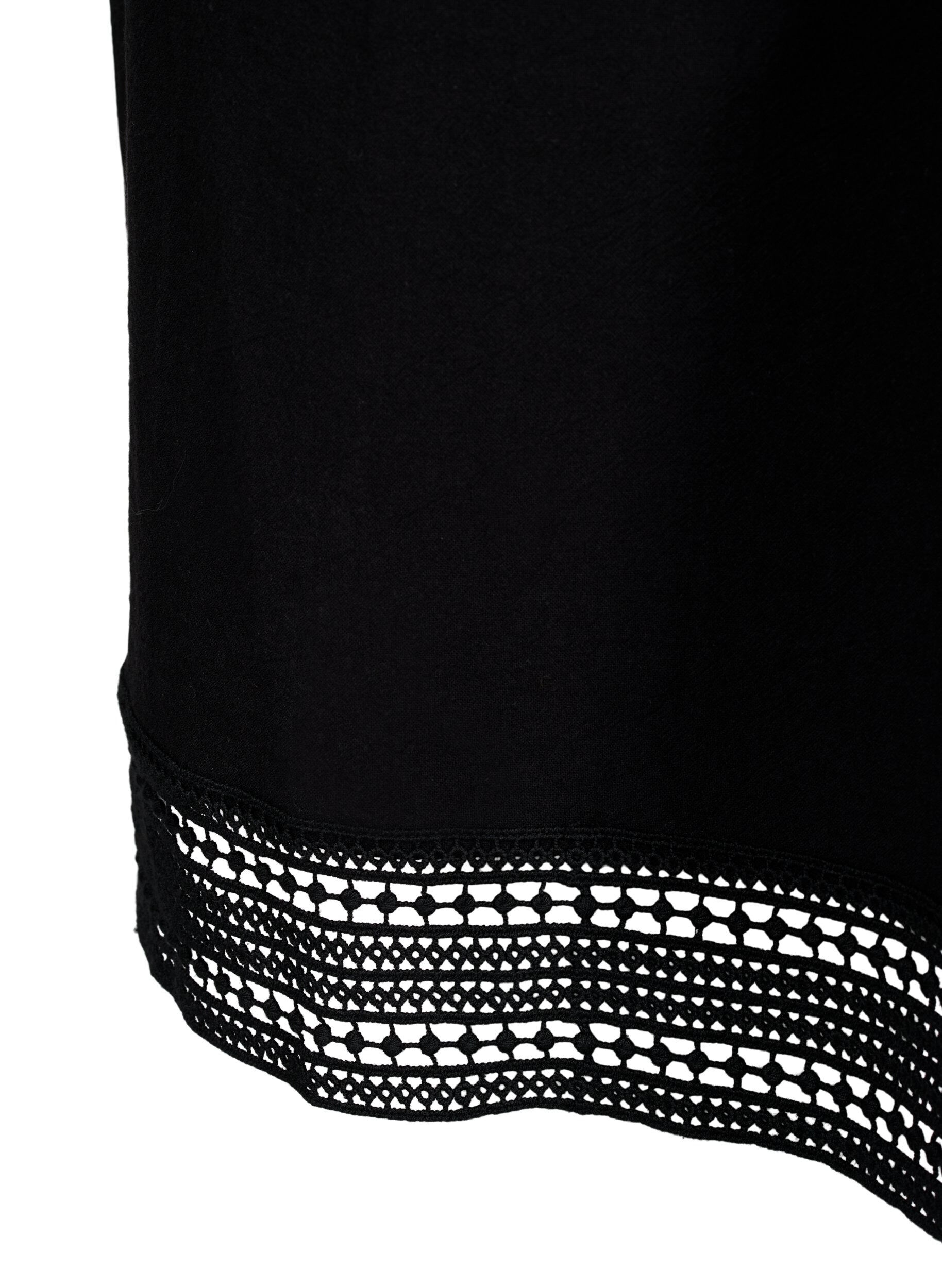 Zizzi Robe en coton avec d&eacute;tails en crochet, Black, Packshot image number 3