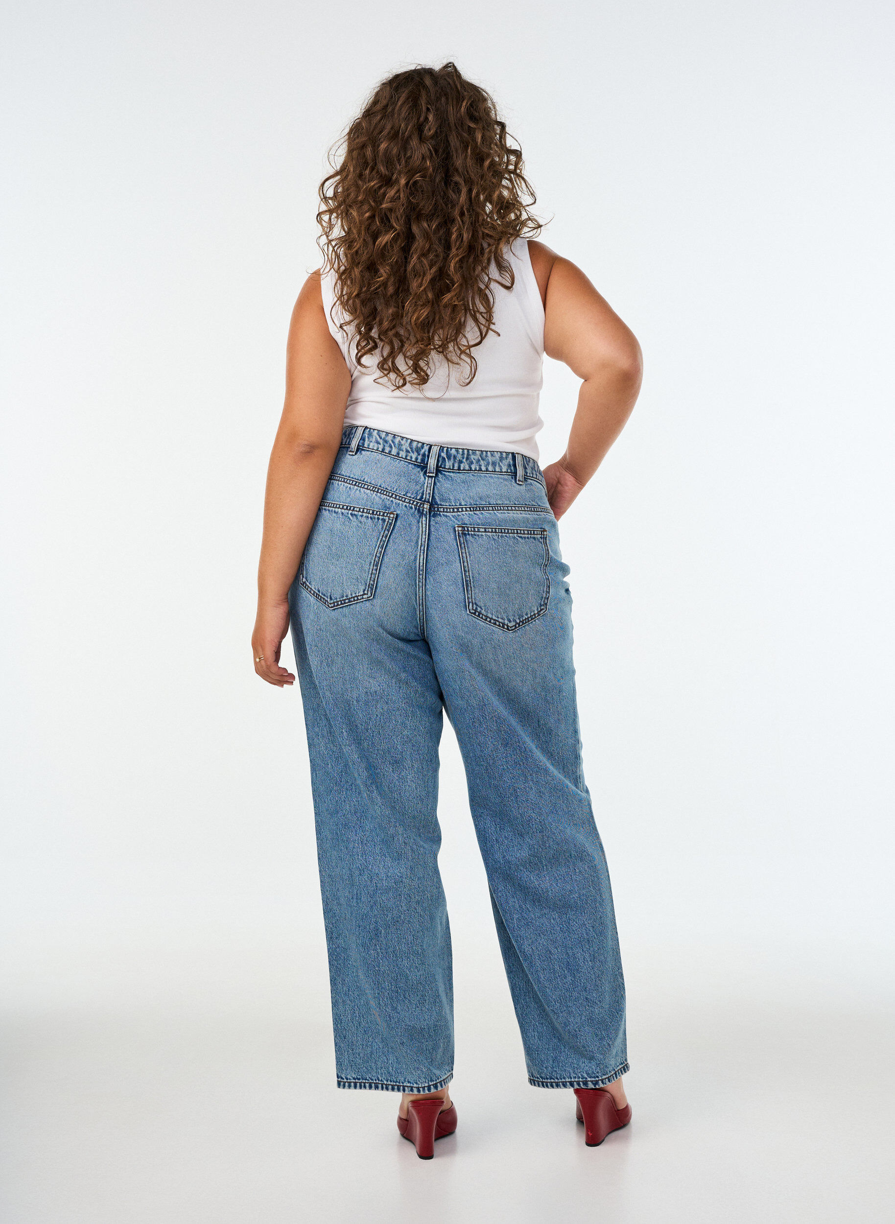 ZizziJean Kiana &agrave; coupe droite et taille haute, Bleu, Model image number 1