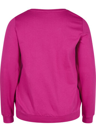 Sweat-shirt en coton avec impression de texte, Festival Fuchsia, Packshot image number 1