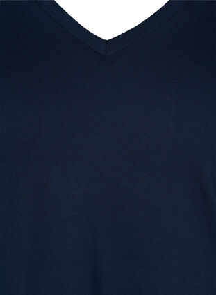 T-shirt en coton bio à col V, Navy Blazer, Packshot image number 2