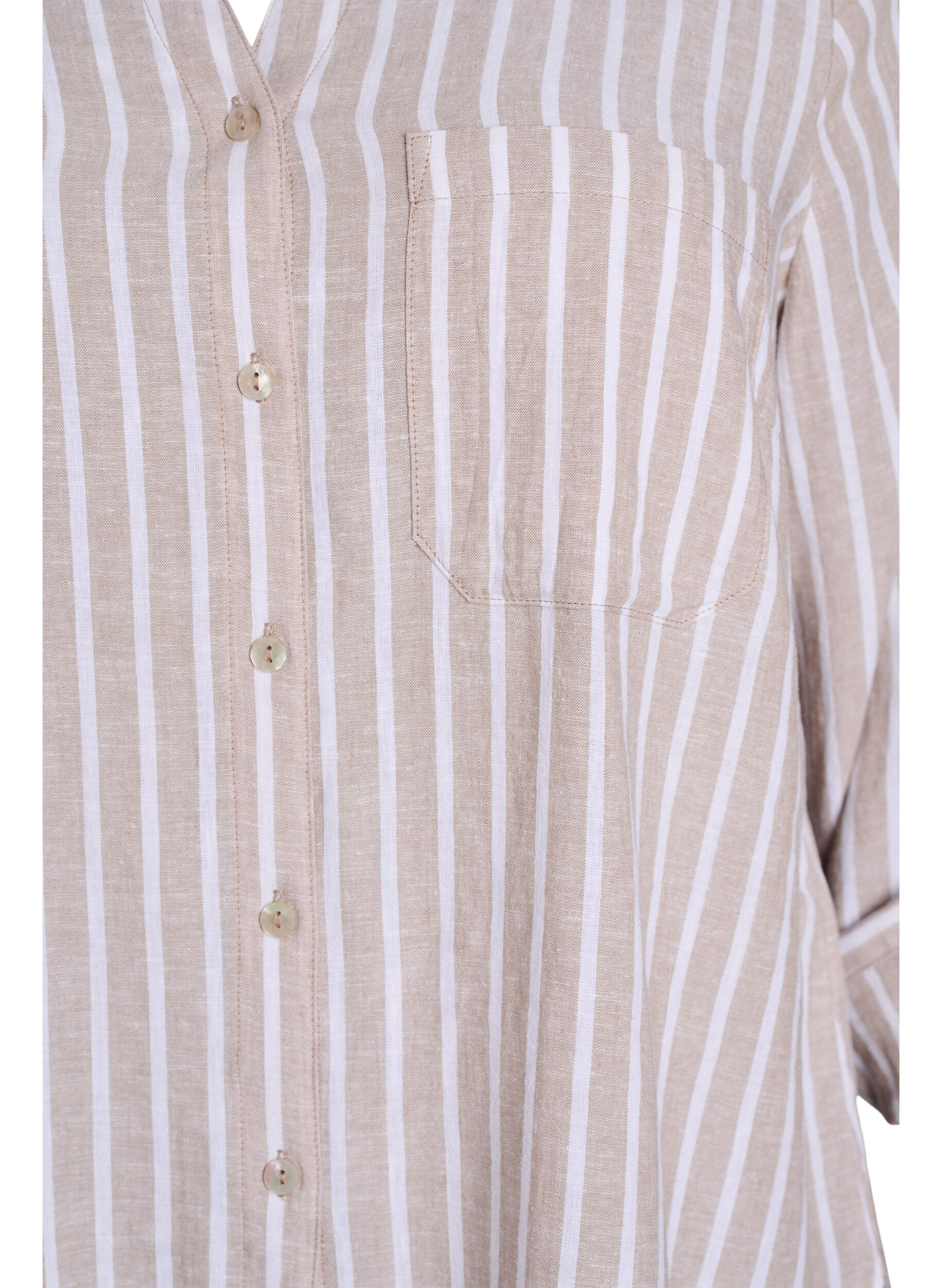 ZizziLinnen en viscose shirt met 3/4 mouwen, Beige, Packshot image number 2