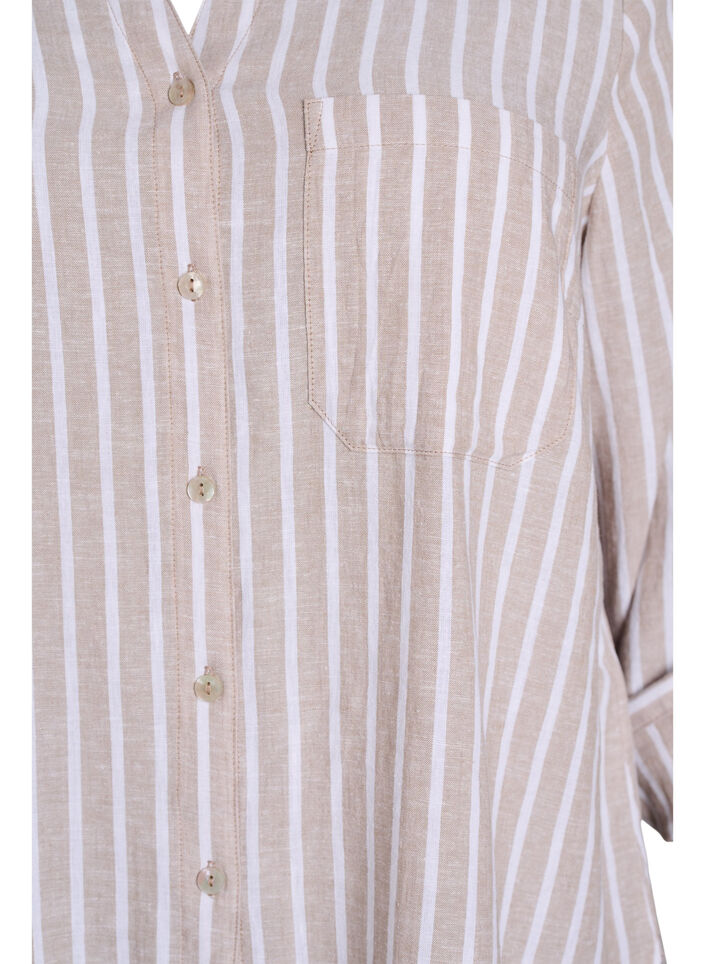 Linnen en viscose shirt met 3/4 mouwen, Beige, Packshot image number 2