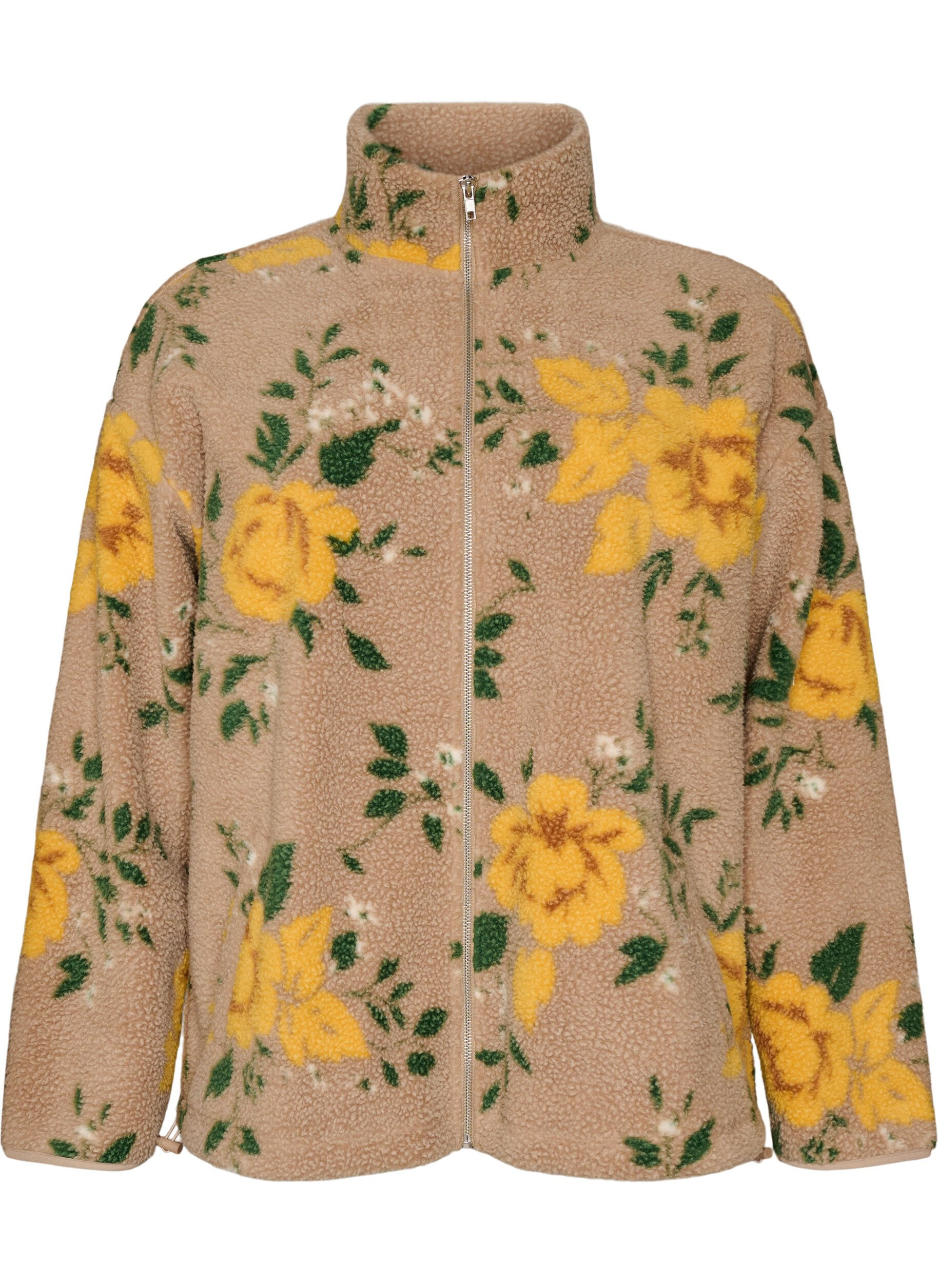 Veste en polaire &agrave; motif floral avec col montant et fermeture zipp&eacute;e