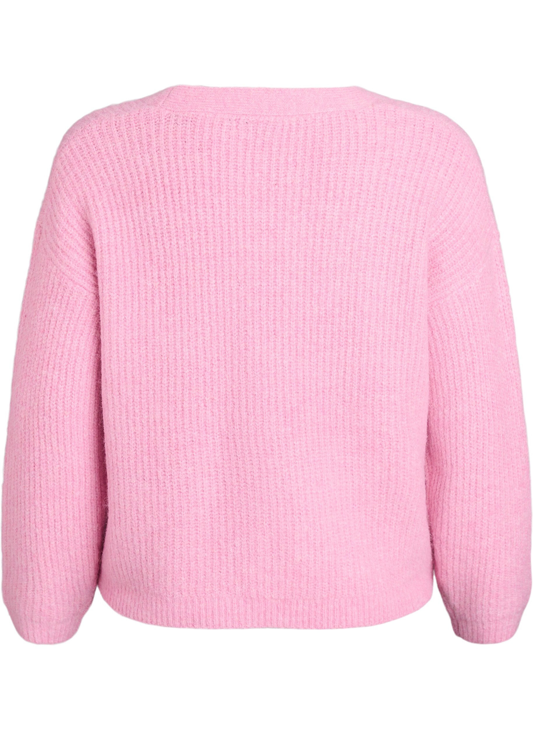 ZizziV-hals cardigan van breisel, Roze, Packshot image number 1