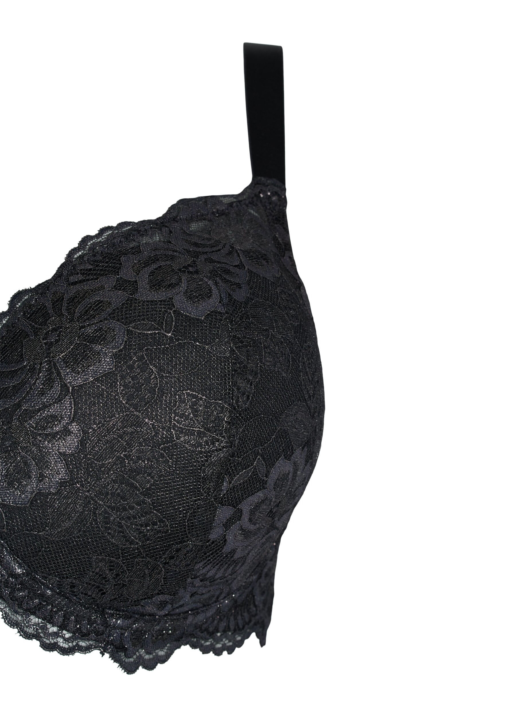 Zizzi Soutien-gorge matelass&eacute; en dentelle avec armature, Black, Packshot image number 3