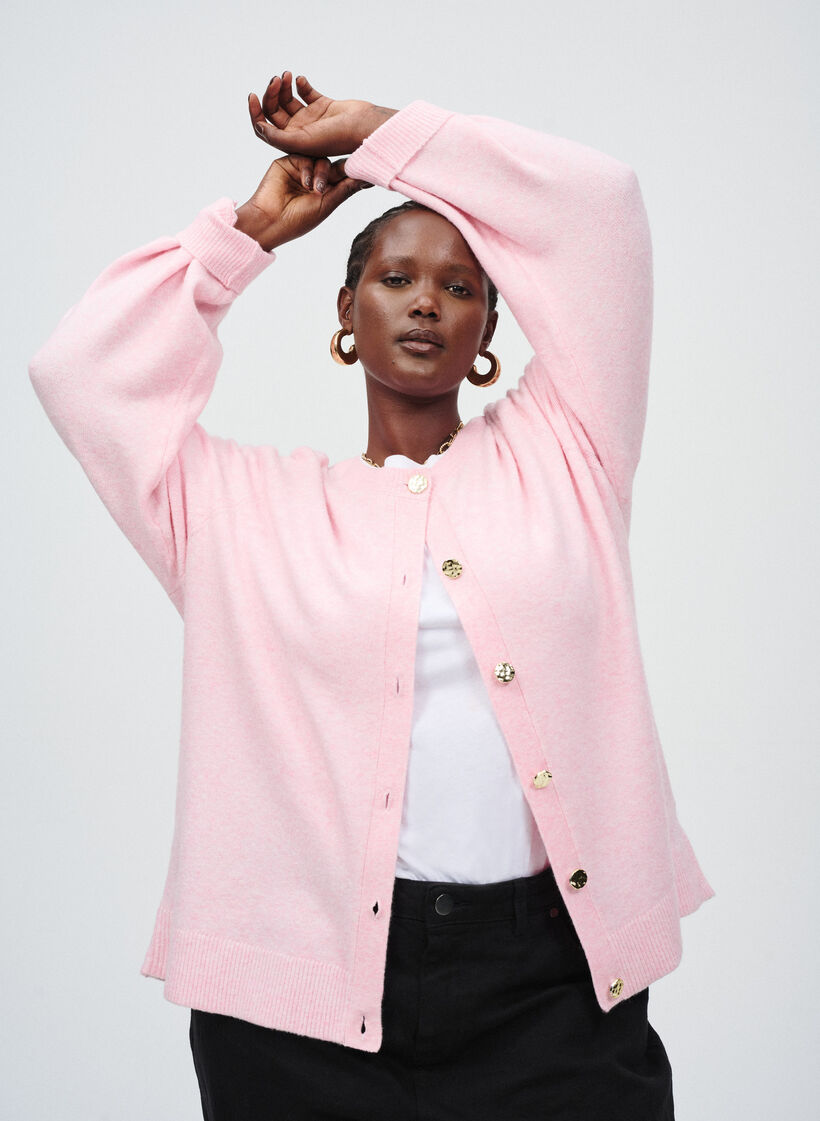 Cardigan en maille douce avec boutons dor&eacute;s, Rose, Image image number 0