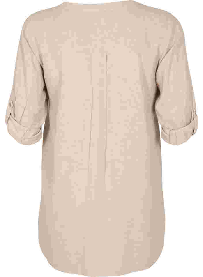 Lange blouse met 3/4 mouwen en v-hals, Simply Taupe, Packshot image number 1