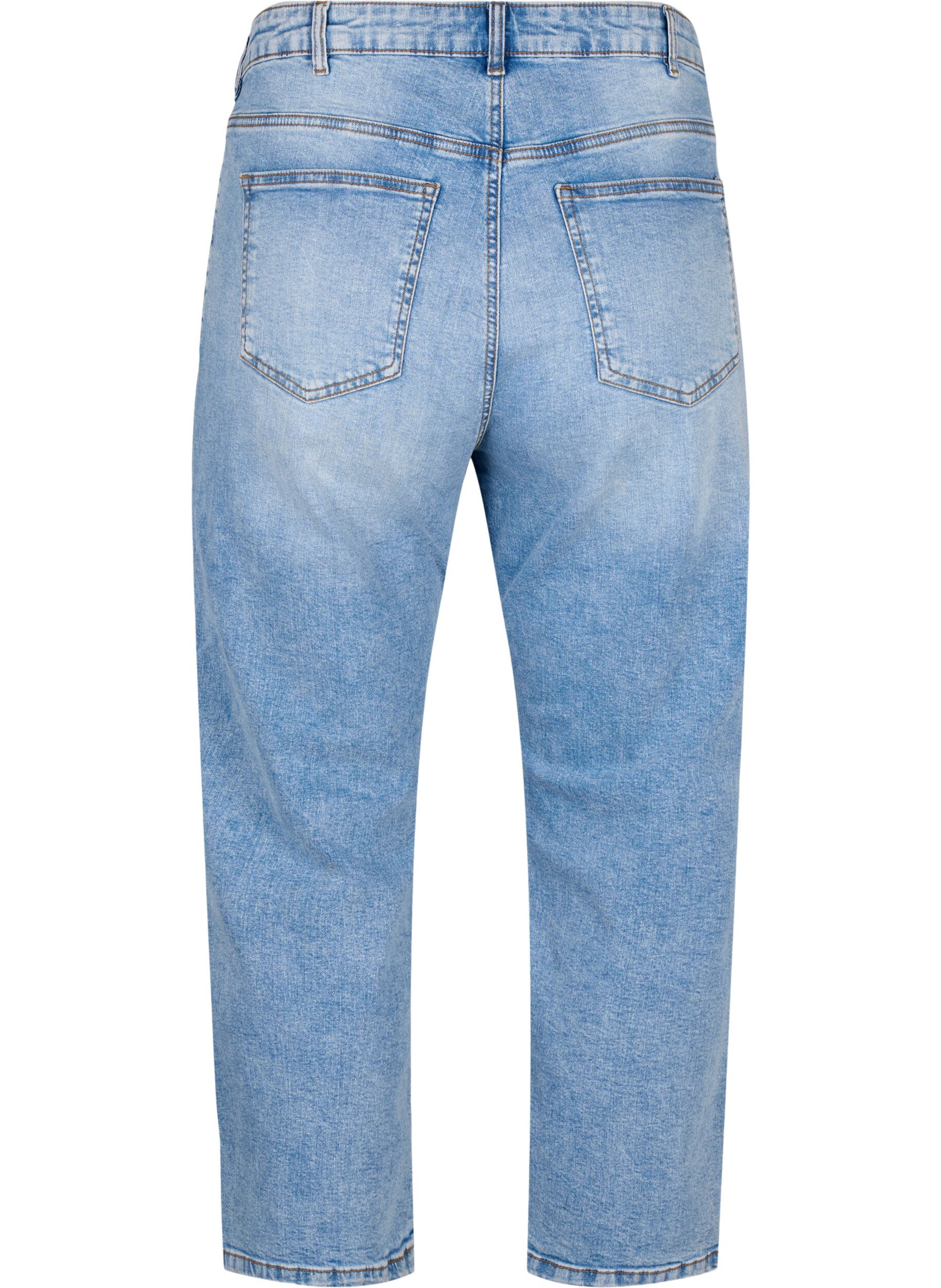 ZizziCropped Vera jeans met destroy details	, Blue Denim, Packshot image number 1
