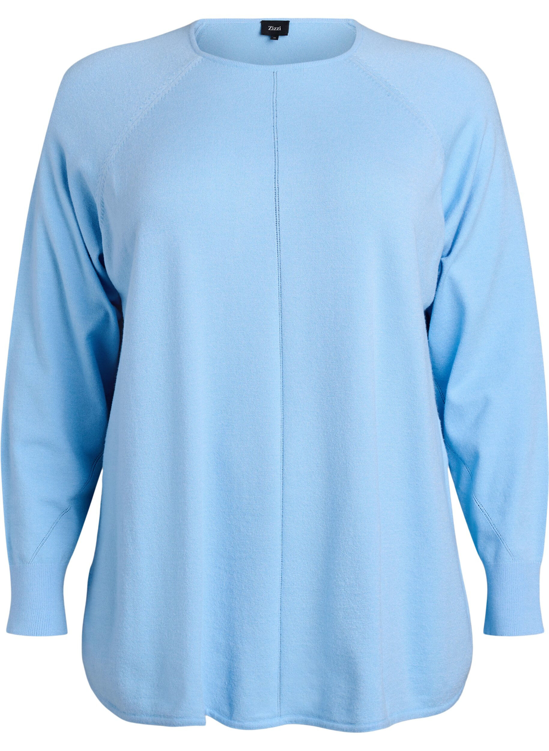 ZizziGebreide blouse met ronde hals en gebreid patroon, Blauw, Packshot image number 0