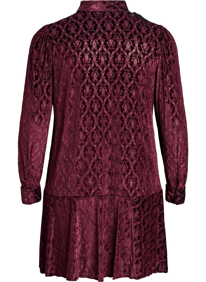 Robe courte à motif velours, Bordeaux, Packshot image number 1