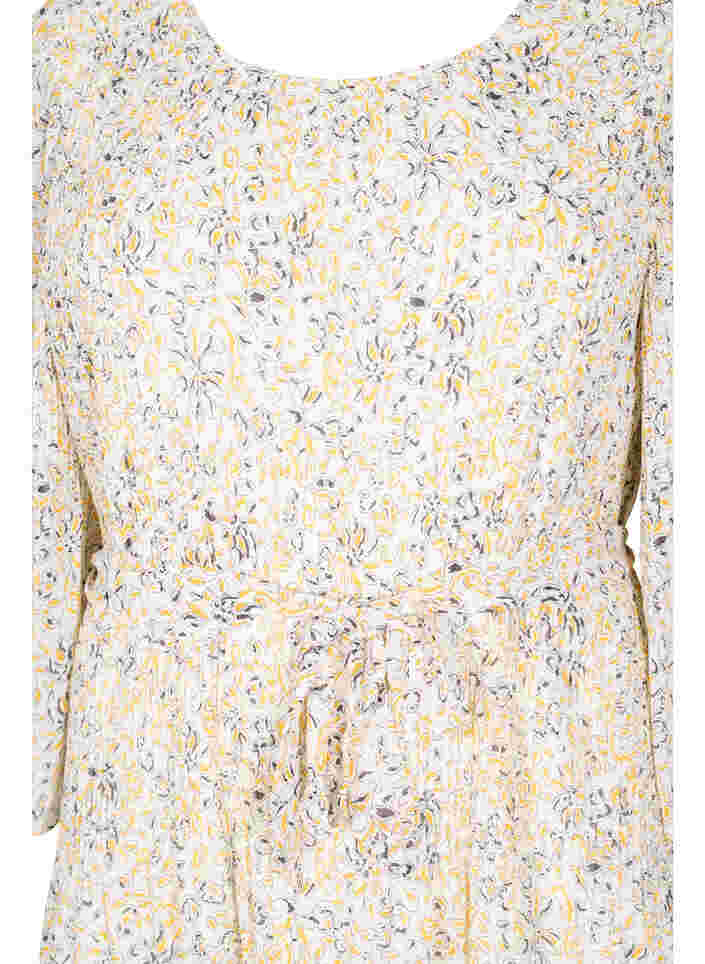 Geplooide jurk met strikceintuur, Icicle Flower AOP, Packshot image number 2