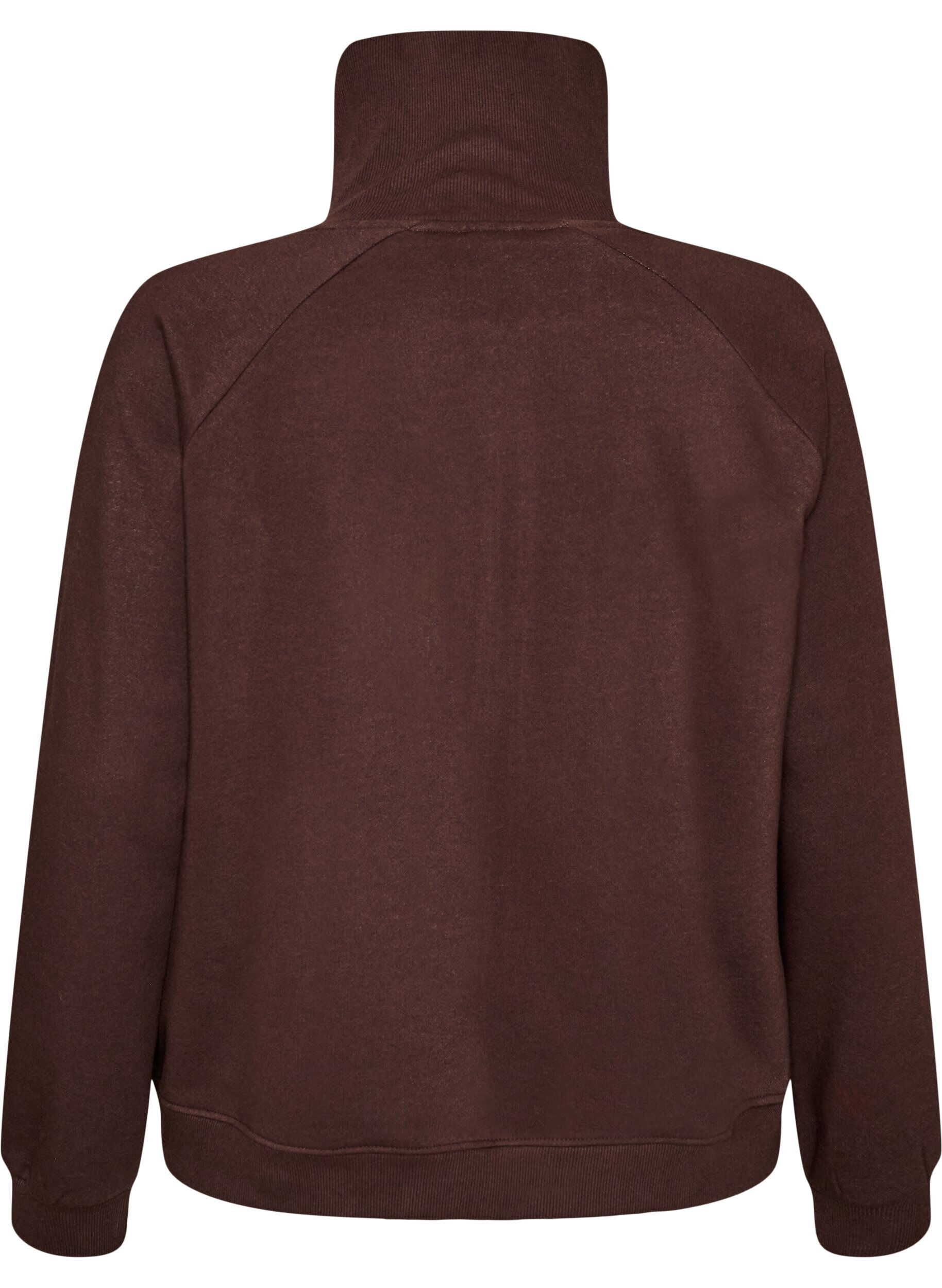 ZizziSweatvest met hoge kraag en rits, Bruin, Packshot image number 1