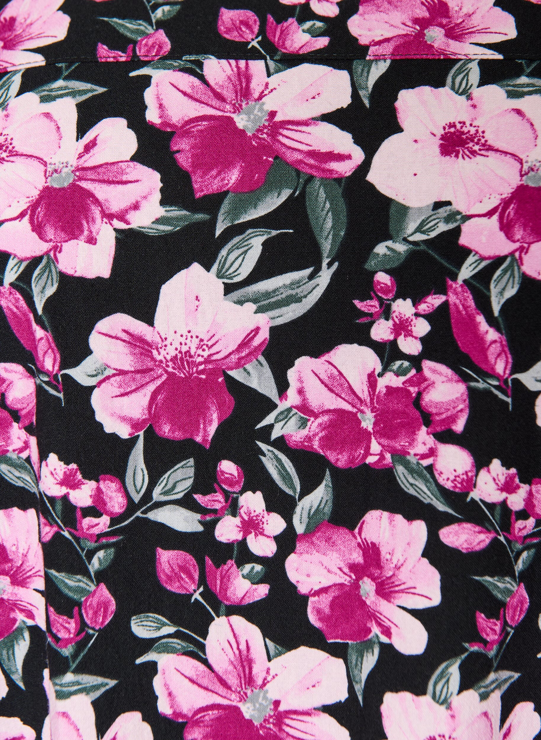 ZizziKatoenen jurk met korte mouwen en print, Zwart, Packshot image number 2