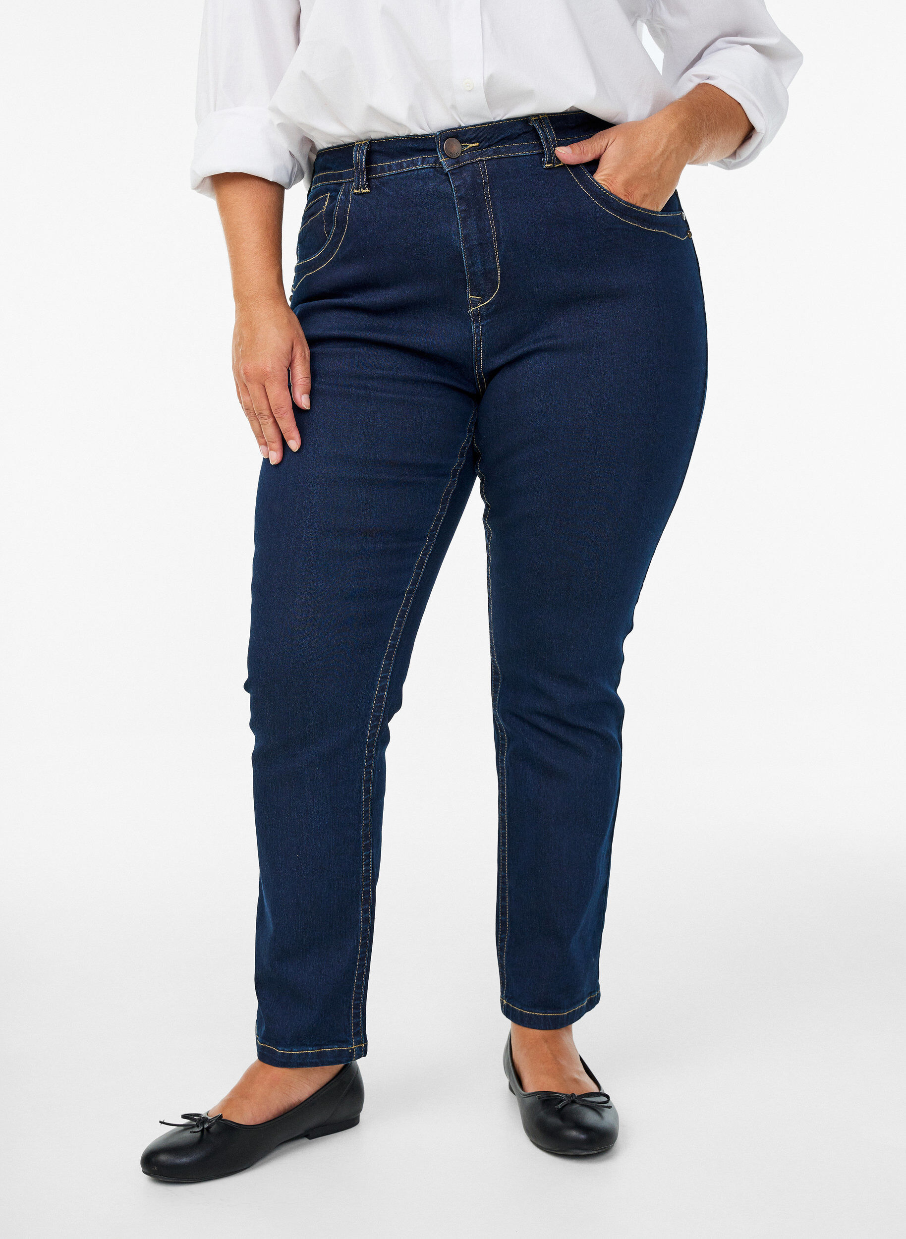 ZizziSlim fit Vilma jeans met hoge taille, Blauw, Model image number 3