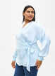 Feestelijke blouse van satijn met overslag, Delicate Blue, Model image number 0